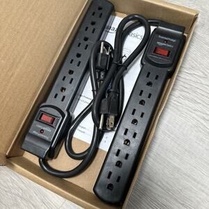 2pack Amazon Basics Surge Protector Power Strip, 6-Outlet with 200J 2 , Black